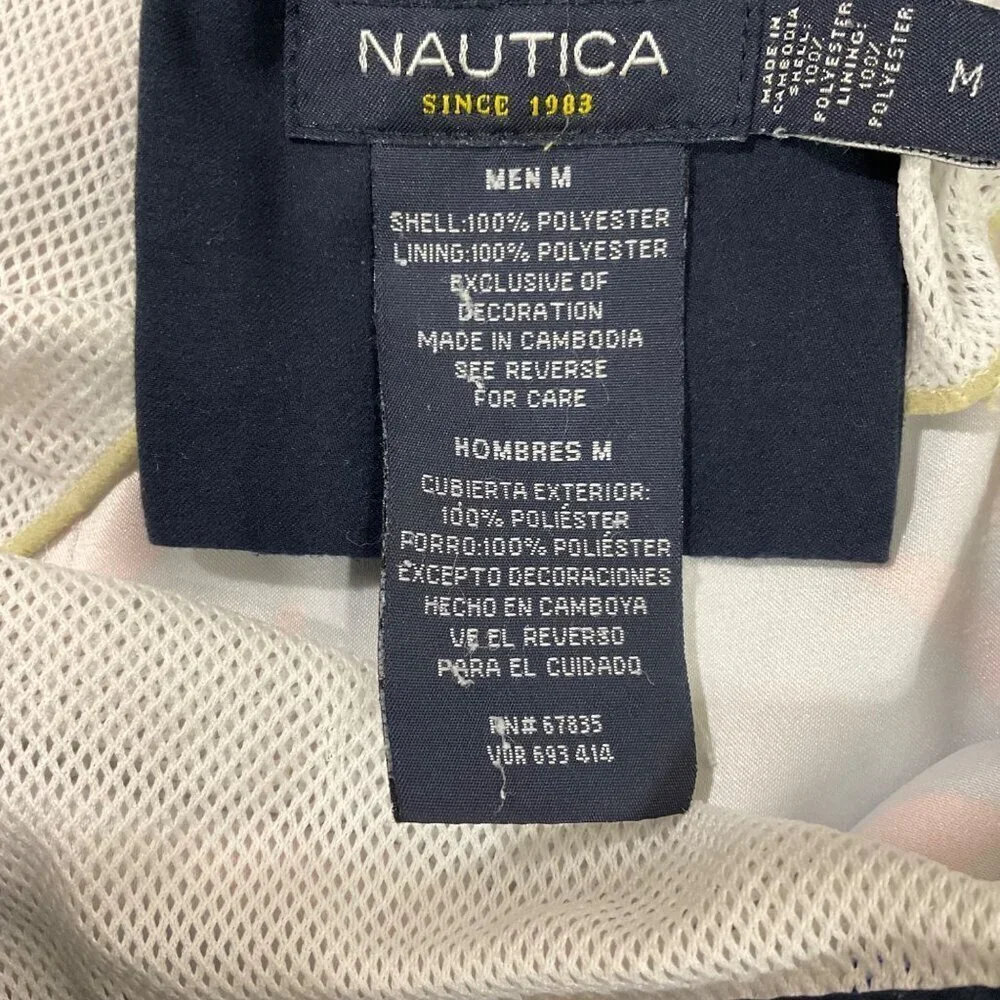 Nautica Mens M‎ Floral Tropical Swim Trunks Blue Red Coastal Beach Board Shorts